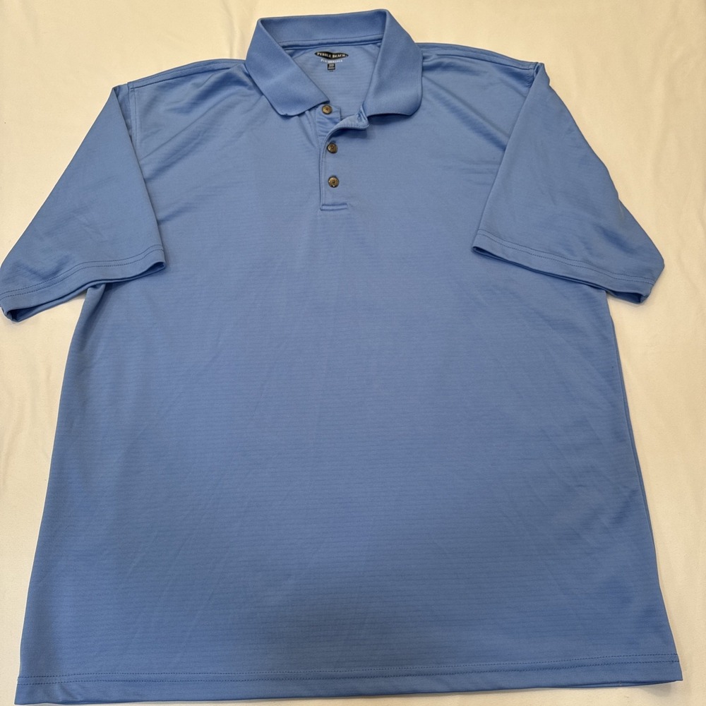 Pebble Beach Mens XL Performance Polo Golf Shirt Short Sleeve Blue